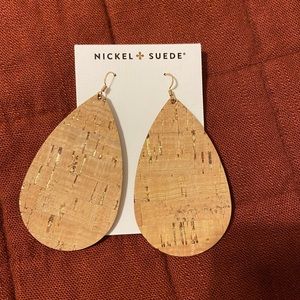 Nickel & Suede gold cork leather earrings